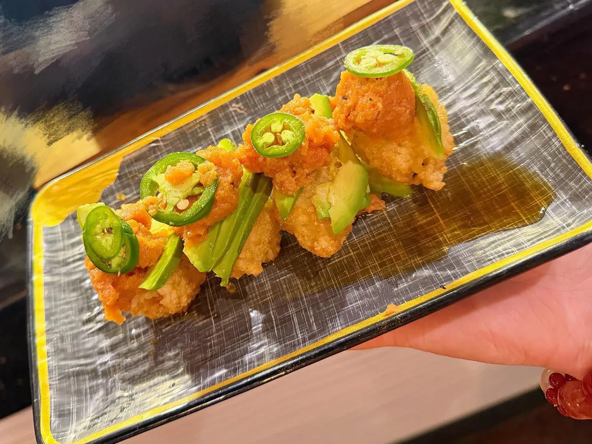 Crispy rice with spicy tuna, avocado and jalapeño at Sushi Mizu, a Japanese Restaurant in New Iberia